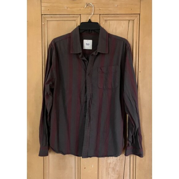 Katin Mens Flannel Shirt SET OF 2 Striped Pockets Shirts Size Medium Gray FA EXC - Picture 3 of 12